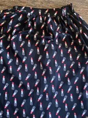 Women's Black Skirt with Red Lipstick Print